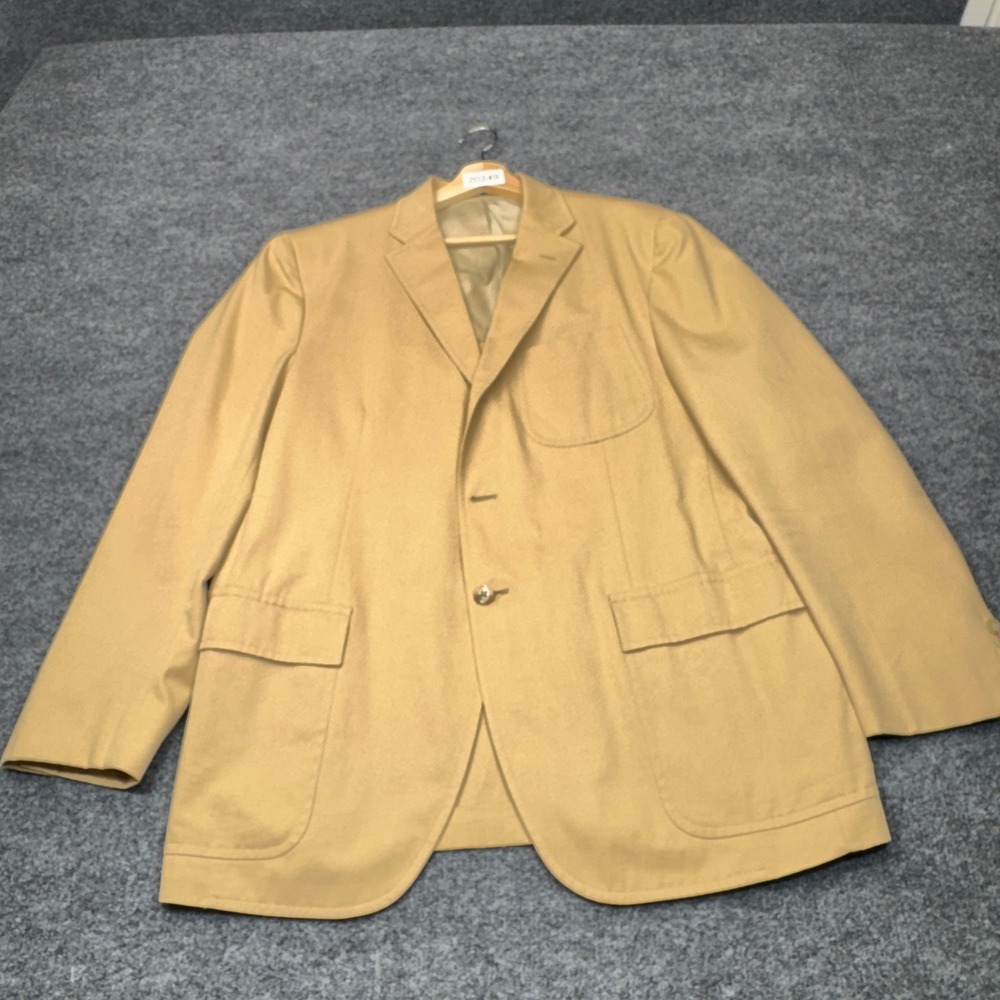 Polo Ralph Lauren Sport Coat Mens 44R Beige Cotton Italy Blazer Patch Pocket 44